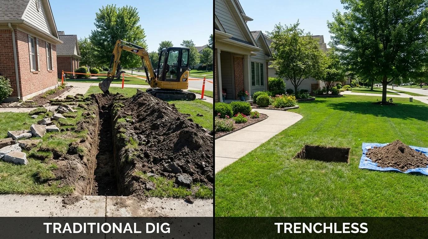 Trenchless sewer repair with minimal yard damage versus traditional excavation in Homestead, FL